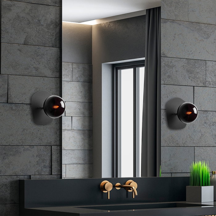 Opviq Well - 11675 Lámpara de pared negra con tapa de cristal Opviq Well - 11675 Lámpara de pared negra con tapa de cristal